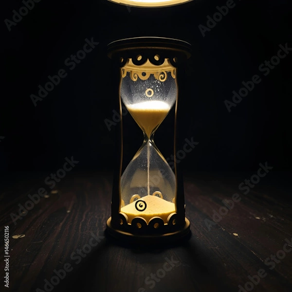 Obraz Sand falls through sand timer made of clear glass