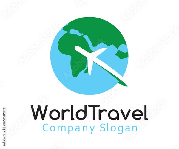 Obraz world and airplane logo vector design symbol