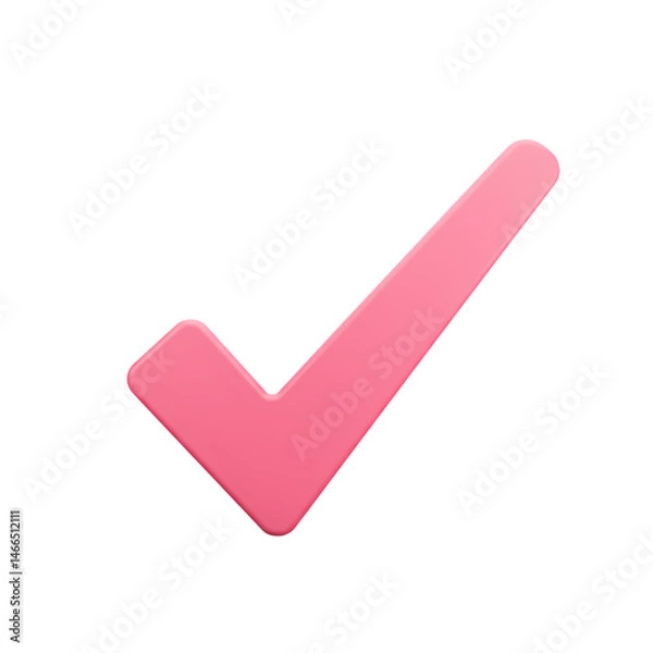 Obraz Pink Check Mark 3D Render isolated on Transparent Background
