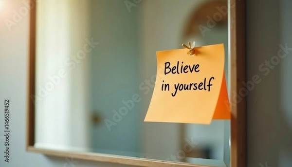 Obraz Positive message on mirror encouraging self-belief  
