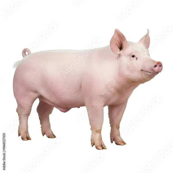 Fototapeta pink pig on white background