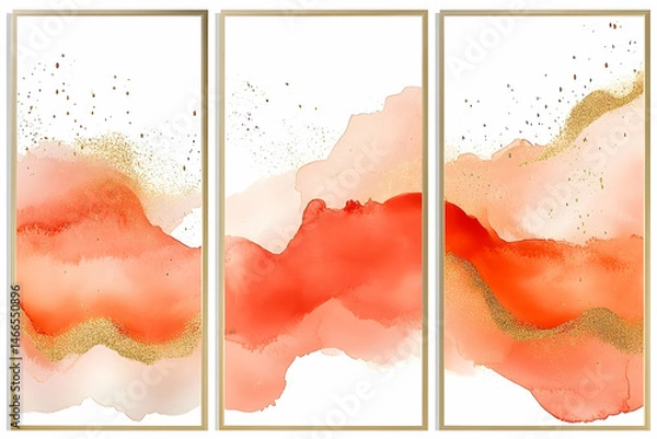 Obraz Three-panel abstract artwork showcasing soft orange hues.
