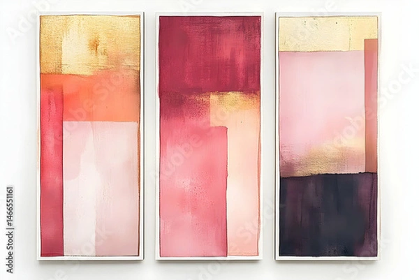 Obraz Three abstract art panels in soft, muted colors.