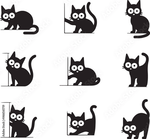 Fototapeta Mystic Black Cat Moon Scene

Curious Kitten Silhouette Vector

Fluffy Cat Sitting Pose Art

Cat Playing with Butterfly Design

Stylized Cat Face Line Ar