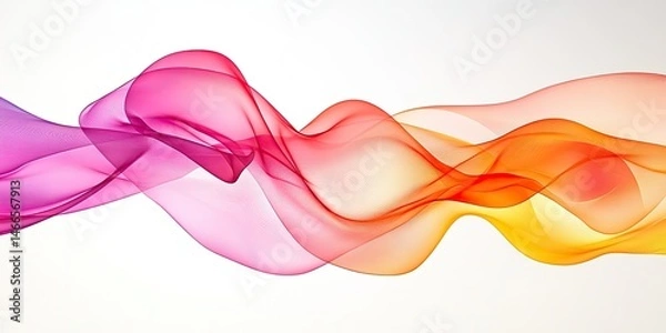 Fototapeta Colorful Waves Abstract Silk Fabric in Motion on White Background.