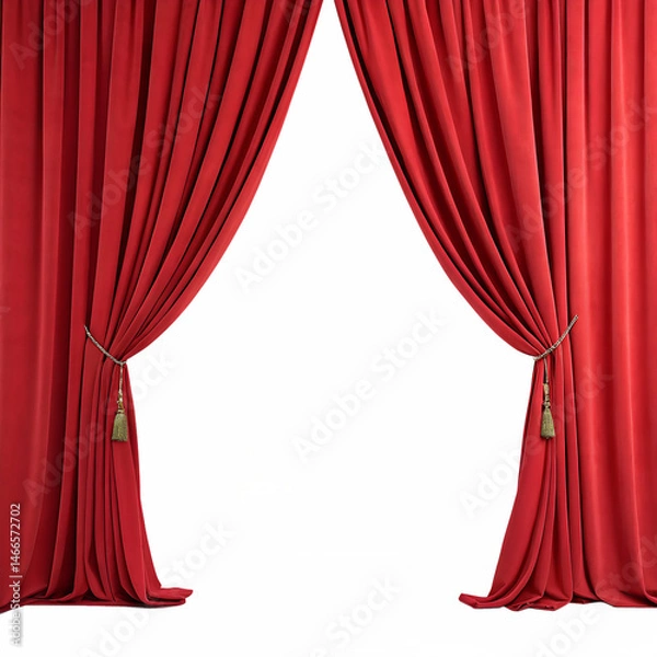 Fototapeta Red curtains isolated on white background...