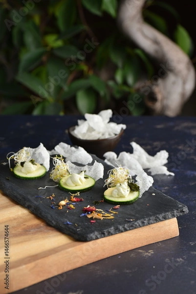 Fototapeta Asian vegan appetizer with zucchini