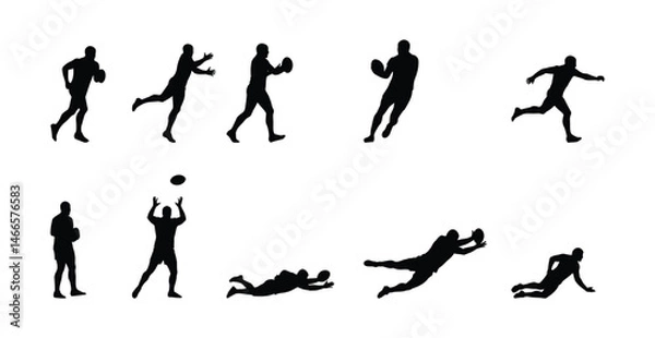 Obraz Rugby Player Silhouettes Set