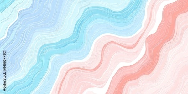 Fototapeta Pastel Swirls Abstract waves of peach with blue, and and white blend softly.