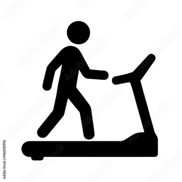 Obraz Person walking on treadmill icon in solid silhouette style