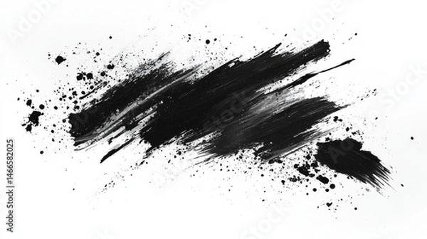 Fototapeta Abstract black in splash, paint, brush strokes, stain grunge isolated on white background, Japanese style