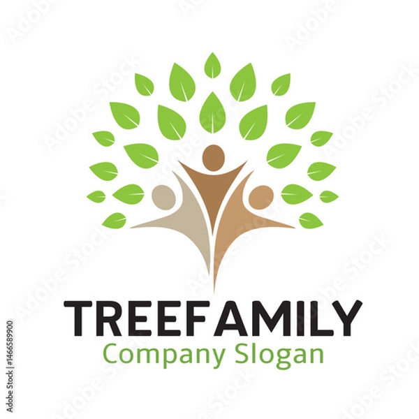 Obraz Creative people tree with green leaves logo vector symbol design