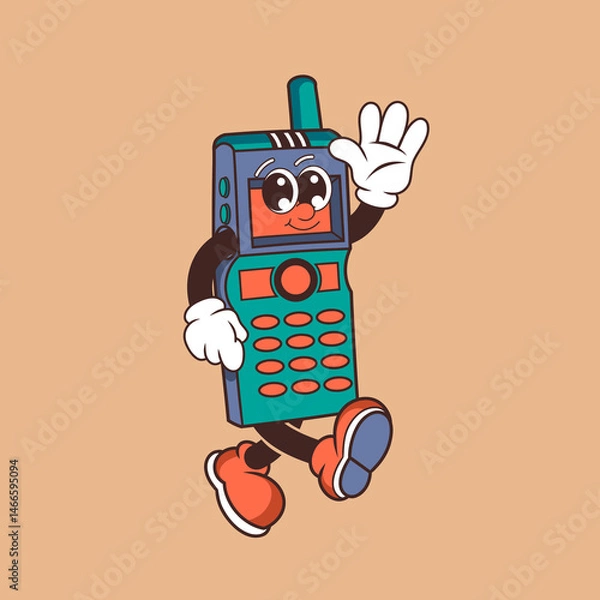 Fototapeta Retro character design from mobile phone friendly