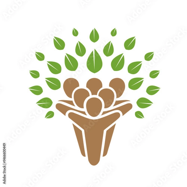 Obraz Creative people tree with green leaves logo vector symbol design