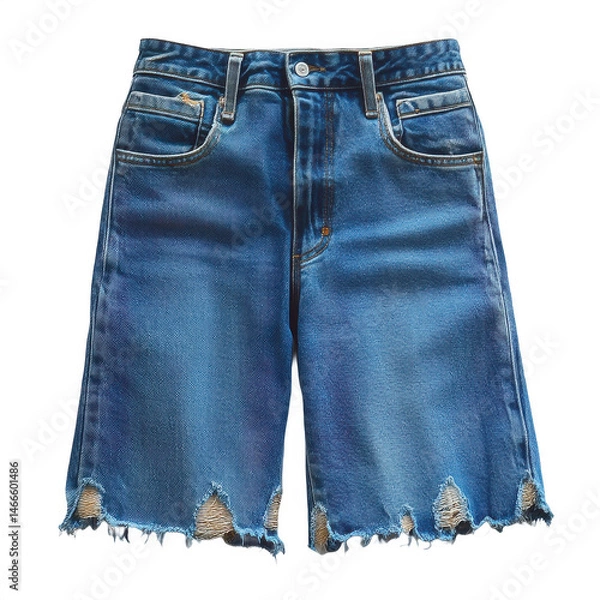 Obraz Shop stylish frayed hem denim shorts trendy casual summer jean shorts on transparent background