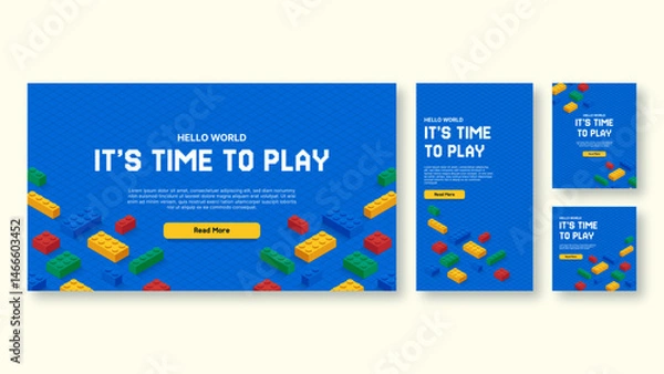 Fototapeta Isometric Flat Design Plastic Block Banner Background