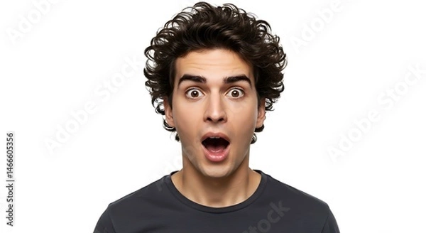 Obraz Shocked Young Man, Surprised Expression, Close-up Portrait