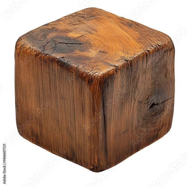 Obraz Wooden block cube texture background brown wood grain detailed surface on transparent background