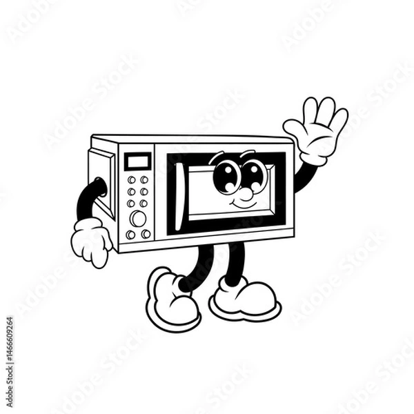 Fototapeta Retro character design from microwave friendly outline