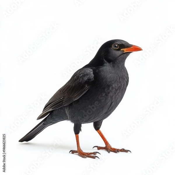 Fototapeta Chough Bird Side View Portrait On White