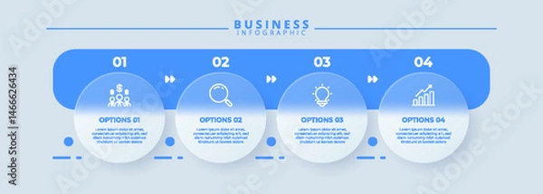Fototapeta Design template for vector infographic labels with icons and 4 options or steps. Suitable for process diagrams, presentations, workflow layouts, banners, flow charts, and infographics.