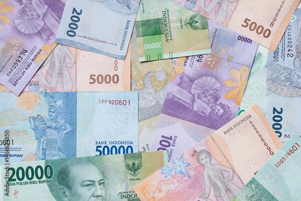 Obraz Collection of Indonesian rupiah banknotes for background