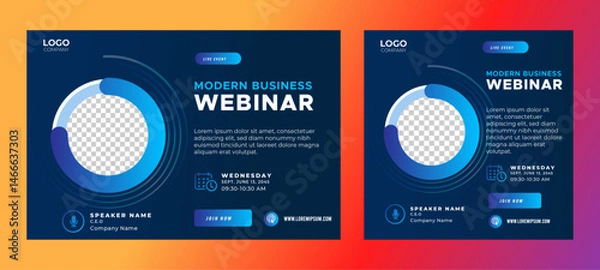Fototapeta Live webinar online business conference web banner and social media cover template design