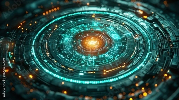 Fototapeta Futuristic technological circle