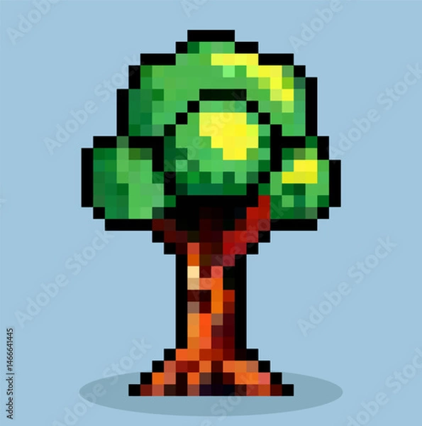 Fototapeta tree pixel art character, vector.