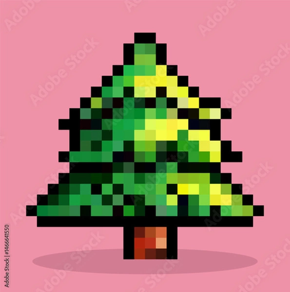 Fototapeta tree pixel art character, vector.