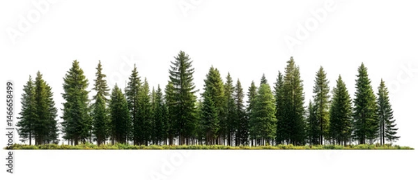 Fototapeta pine forest isolated on white background