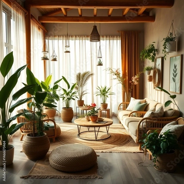 Fototapeta "Modern Living Room with Cozy Furniture".