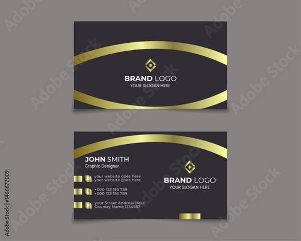 Obraz Dark blue and golden luxury premium business card design template. Modern premium visiting card.