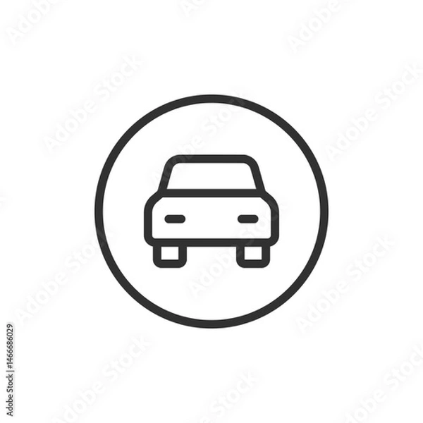 Fototapeta Car zone sign, linear icon. Road access for vehicles or motor traffic allowed. Line with editable stroke.