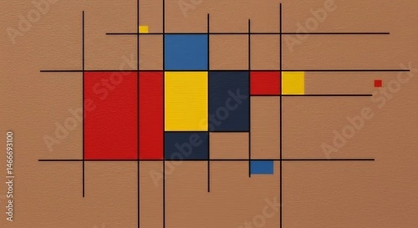 Obraz Abstract Composition in Primary Colors and Brown