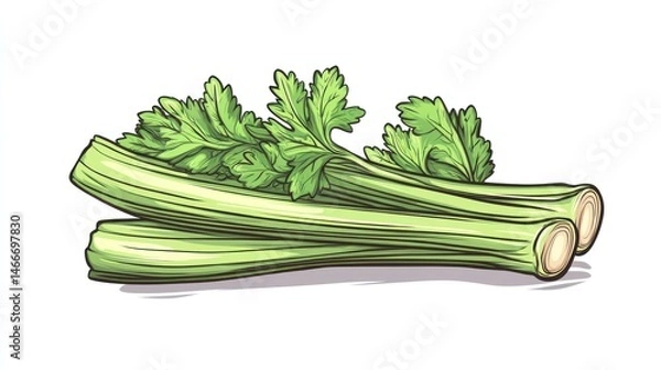 Fototapeta Fresh celery stalks with leaves