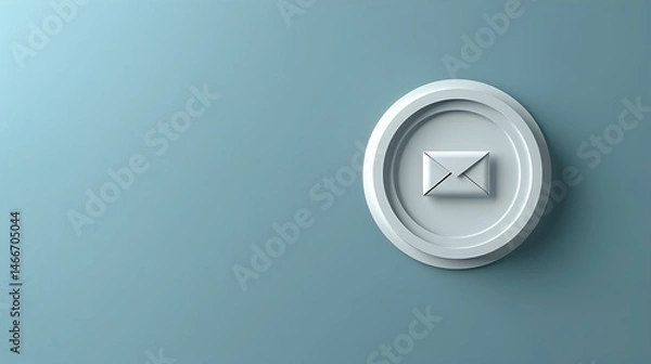 Fototapeta A minimalistic 3D envelope icon on a soft blue background.
