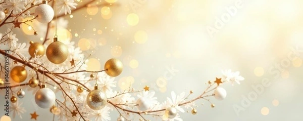 Obraz Swirling gold and white abstract design, festive Christmas feel , christmas background, abstract art, christmas art