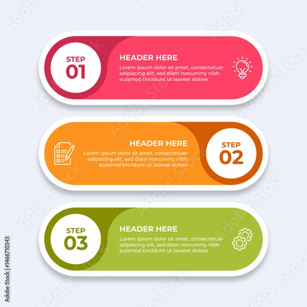 Obraz Threestep infographic with different icons.