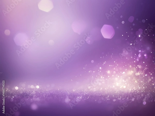 Obraz Purple abstract background with glowing hexagonal bokeh, soft sparkle texture, dreamy light effects, and elegant modern design pattern for digital art use – AI Generated