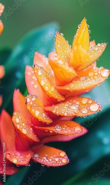 Obraz Exquisite Tropical Flowers with Dewdrops: Hyper-Realistic Macro Photography