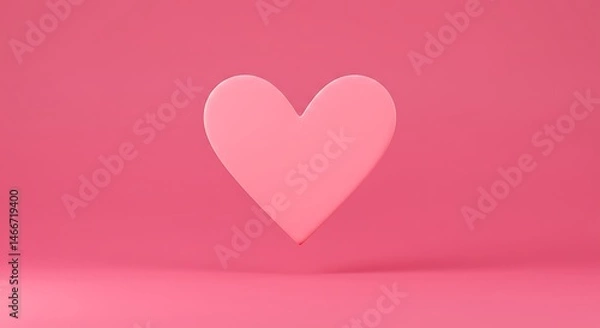 Fototapeta Floating Heart on Pink Background Symbolizing Love and Romance