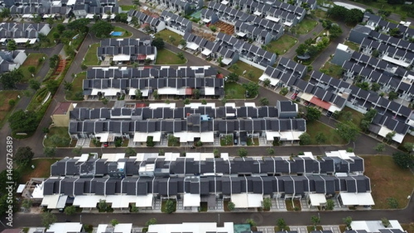 Obraz An aerial view of a densely populated residential area