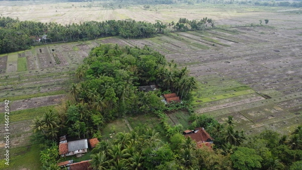Obraz Aerial view of a countryside under the morning sky in a summertime