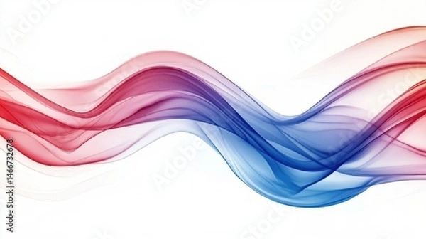 Obraz Abstract flowing wave of red and blue smoke on white background studio shot for graphic design element