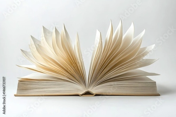 Fototapeta Open book with pages fanned out like a flower, showcasing the beauty of reading and knowledge.