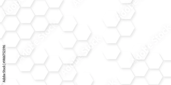 Fototapeta Abstract background with hexagon, modern abstract vector polygonal pattern. Futuristic honeycomb mosaic white background,white and gray hexagon honeycomb geometric copy space.	