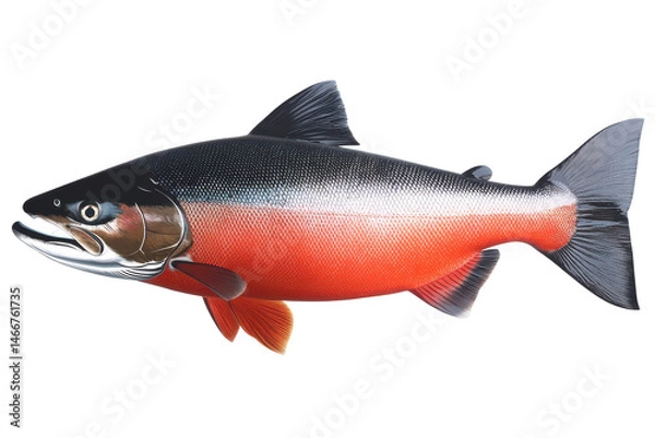Fototapeta Crimsonbellied fish glides on a void scales shimmering with dark gradient