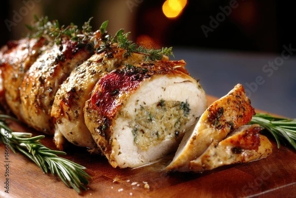 Obraz Herb-roasted chicken roulade 