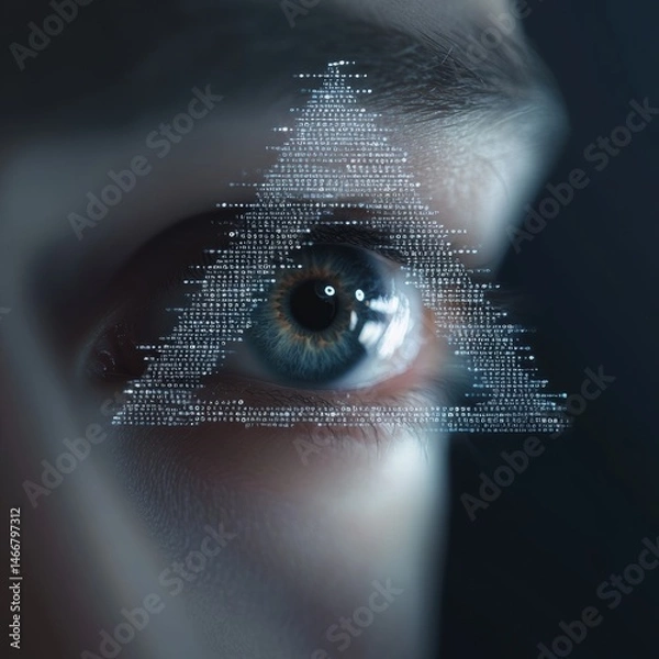 Obraz Secure vision understanding the miningkwan code lines through a triangular eye lens in technology overview